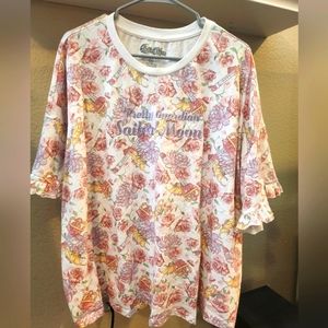 New without tag Sailor moon short sleeve shirt roses pattern 2xl